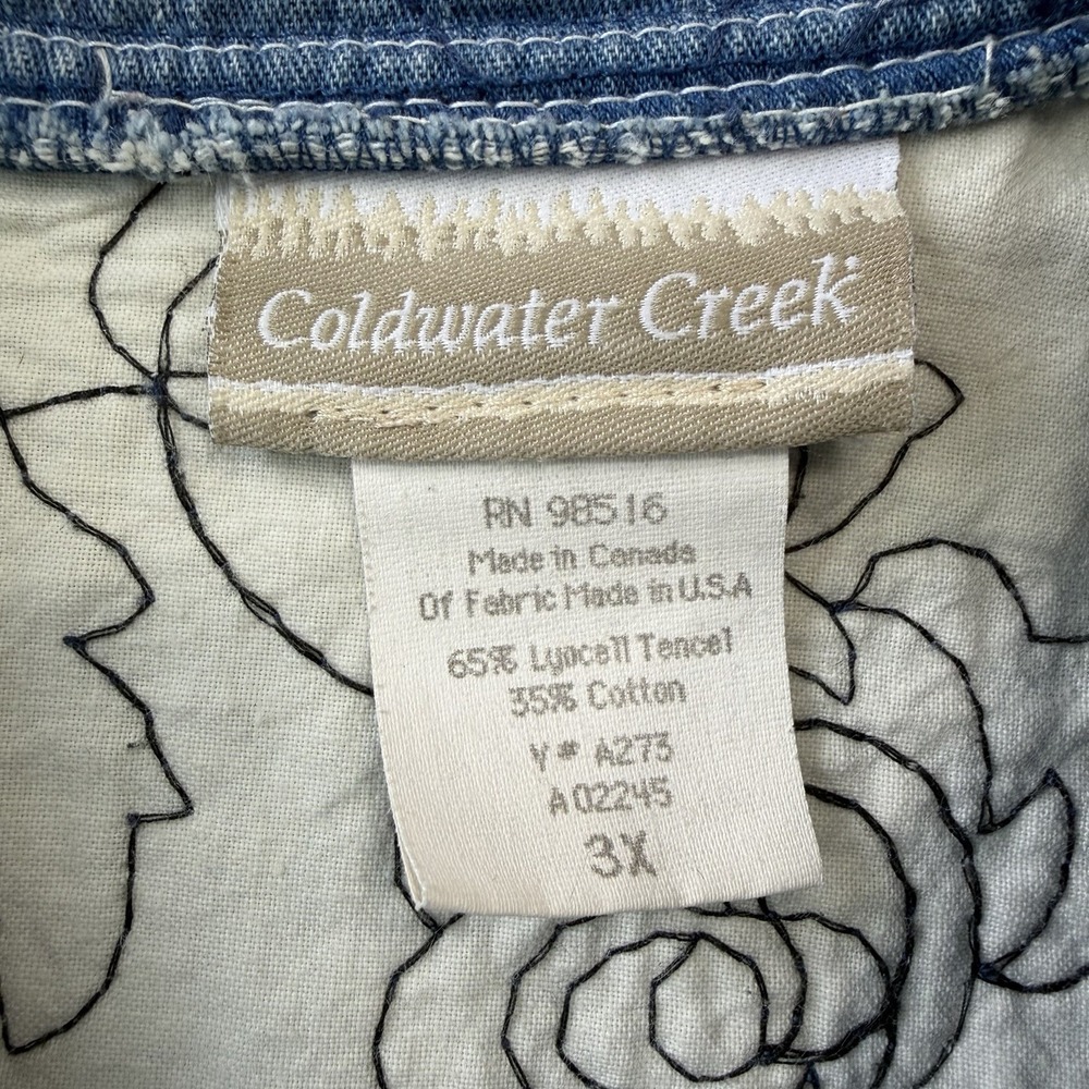 Coldwater Creek Soft Denim Quilted Floral Blue Jacket Woman's Size 3X - Picture 6 of 10